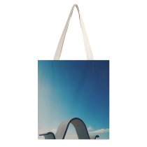 yanfind Great Martin Canvas Tote Bag Double Building Architecture Essaouira Maroc Outdoors Countryside Rural Azure Sky Spire Steeple white-style1 38×41cm