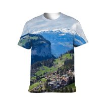 yanfind Adult Full Print T-shirts (men And Women) Amazing Breathtaking Calm Cloudy Coniferous Countryside Destination Evergreen Explore Forest Highland