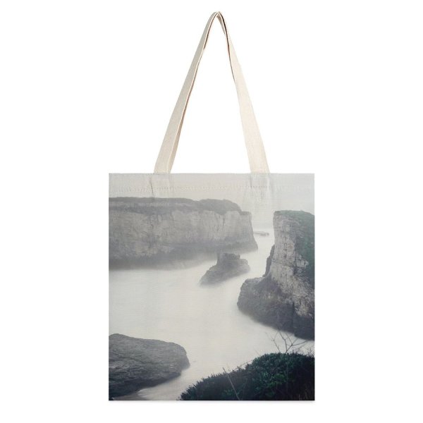 yanfind Great Martin Canvas Tote Bag Double Cliff Outdoors Promontory Santa Cruz United States River Scenery Ocean Sea Waterfall white-style1 38×41cm