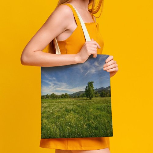 yanfind Great Martin Canvas Tote Bag Double Field Grassland Outdoors Countryside Farm Rural Meadow Czech Republic Pasture Stock white-style1 38×41cm