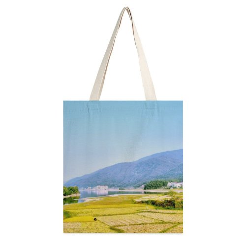 yanfind Great Martin Canvas Tote Bag Double Field Grassland Outdoors Countryside Paddy Mei Ling Wanli Nanchang China Plant Vegetation white-style1 38×41cm