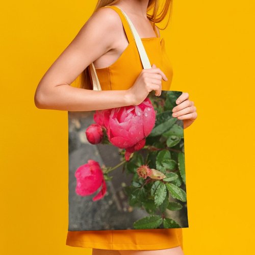 yanfind Great Martin Canvas Tote Bag Double Flower Plant Rose F Saint white-style1 38×41cm