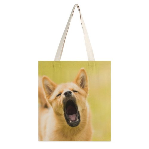 yanfind Great Martin Canvas Tote Bag Double Dog Pet Kainulasjrvi Sweden Yawning Barking Golden Fur Mouth Chow Stock white-style1 38×41cm