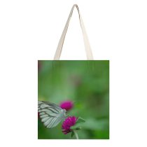 yanfind Great Martin Canvas Tote Bag Double Butterfly Insect Invertebrate Bee Honey Plant Flower white-style1 38×41cm