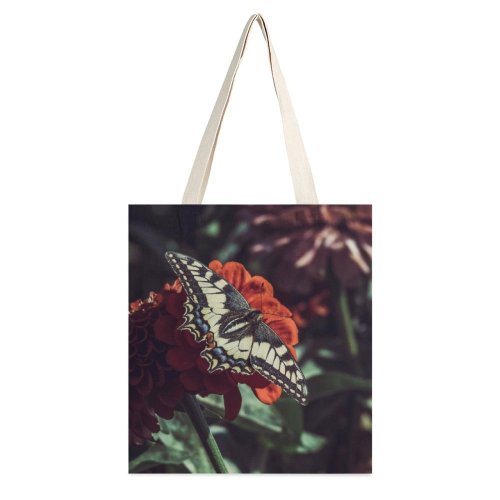 yanfind Great Martin Canvas Tote Bag Double Butterfly Invertebrate Flower Monarch Plant Insect Machaon Bush Vegetation Public Domain white-style1 38×41cm