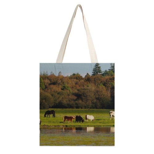 yanfind Great Martin Canvas Tote Bag Double Cattle Cow Field Grassland Outdoors Countryside Farm Grazing Meadow Pasture Ranch Rural white-style1 38×41cm