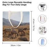 yanfind Great Martin Canvas Tote Bag Double Cattle Cow Outdoors Field Grassland Countryside Farm Rural Pasture Meadow Ranch Grazing white-style1 38×41cm