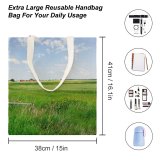 yanfind Great Martin Canvas Tote Bag Double Field Grassland Outdoors Countryside Land Farm Meadow Rural Grass Plant Landscape white-style1 38×41cm