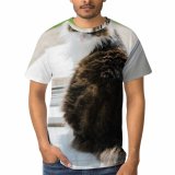 yanfind Adult Full Print T-shirts (men And Women) Adorable Attentive Blurred Carnivore Carpet Cat Charming Concentrate Cute Door Floor Fluffy