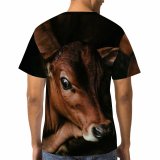 yanfind Adult Full Print T-shirts (men And Women) Agriculture Farm Grass Milk Portrait Bull Cow Baby Calf Barn Hay Cattle