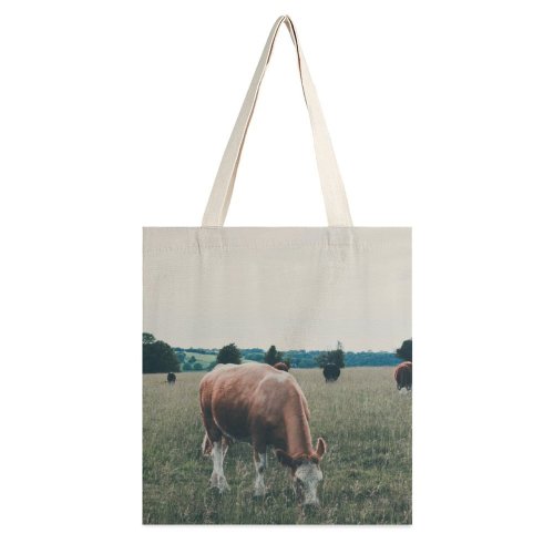 yanfind Great Martin Canvas Tote Bag Double Cow Cattle Field Grassland Outdoors Meadow Countryside Farm Rural Pasture Ranch Grazing white-style1 38×41cm