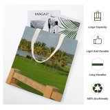 yanfind Great Martin Canvas Tote Bag Double Field Outdoors Grassland Countryside Kerala India Paddy Bench Furniture Rural Summer Grass white-style1 38×41cm