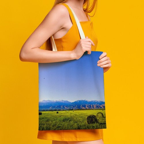 yanfind Great Martin Canvas Tote Bag Double Field Outdoors Grassland Countryside Farm Rural Meadow Pasture Ranch Landscape Cattle Cow white-style1 38×41cm