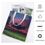 yanfind Great Martin Canvas Tote Bag Double Field Outdoors Grassland Countryside Paddy Sky Bali Landscape Sunset Grey Stock white-style1 38×41cm