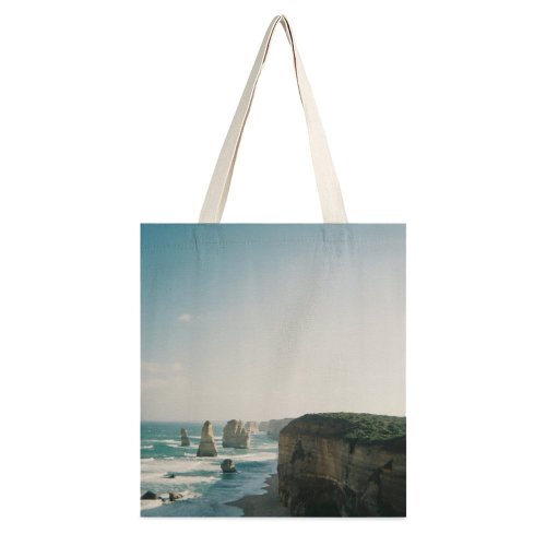 yanfind Great Martin Canvas Tote Bag Double Cliff Outdoors Promontory Sea Ocean Apostles Victoria Australia Vehicle Boat Transportation Shoreline white-style1 38×41cm