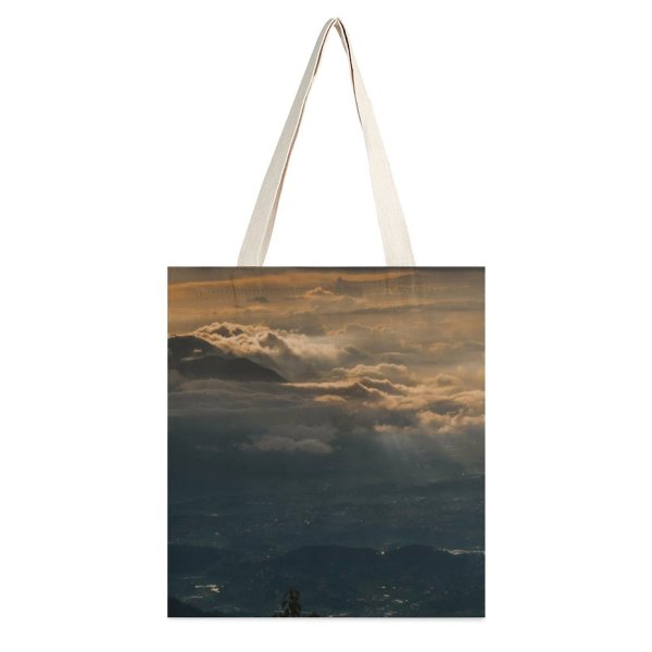 yanfind Great Martin Canvas Tote Bag Double Cloud Sky Outdoors Phulchowki Ryale Nepal Cumulus Range Sunset white-style1 38×41cm
