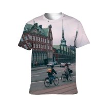yanfind Adult Full Print T-shirts (men And Women) Aged Architecture Attract Bicycle Building Capital Christiansborg Palace City Cityscape Classic Cloudy