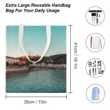 yanfind Great Martin Canvas Tote Bag Double Canal Outdoors Lyon France River Clear Sky Castle Hills Buildings Tree white-style1 38×41cm