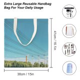 yanfind Great Martin Canvas Tote Bag Double Cable Lines Electric Transmission 中国黑龙江省双鸭山市友谊县 Building Scenery Utility Pole white-style1 38×41cm