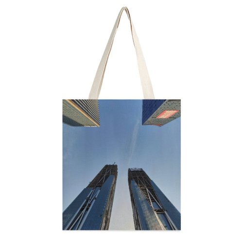 yanfind Great Martin Canvas Tote Bag Double Building City High Rise Town Urban Architecture Office Changsha China 长沙市岳麓区观沙岭 white-style1 38×41cm