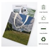 yanfind Great Martin Canvas Tote Bag Double Field Grassland Outdoors Countryside Farm Rural Meadow Cloud Cumulus Sky Azure Pasture white-style1 38×41cm