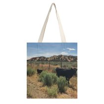 yanfind Great Martin Canvas Tote Bag Double Cattle Cow Field Grassland Outdoors Bull Countryside Farm Rural Pasture Meadow Ranch white-style1 38×41cm