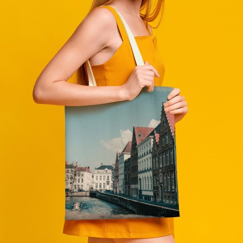 yanfind Great Martin Canvas Tote Bag Double Building Bruges Belgium Grey Street City Spring Buildings Boat Sunlight white-style1 38×41cm