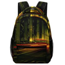yanfind Children's Backpack  Time Illuminated Lights Roadway Lapse Fast Light Highway Blurry Speed Transportation Preschool Nursery Travel Bag
