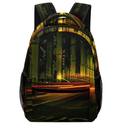 yanfind Children's Backpack  Time Illuminated Lights Roadway Lapse Fast Light Highway Blurry Speed Transportation Preschool Nursery Travel Bag