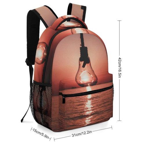yanfind Children's Backpack Backlit Dark Sunset Evening Travel Hanging Light Beach  Glass Outdoors Scenic Preschool Nursery Travel Bag