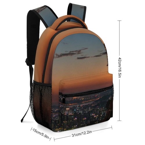 yanfind Children's Backpack Golden Tall City Illuminated Lights Cityscape Clouds Sunset Landscape Evening Buildings Preschool Nursery Travel Bag