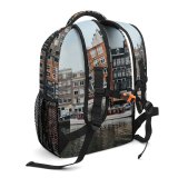 yanfind Children's Backpack Amsterdam Street City Europe Home Canal Buildings Boat Urban River Architecture Watercraft Preschool Nursery Travel Bag