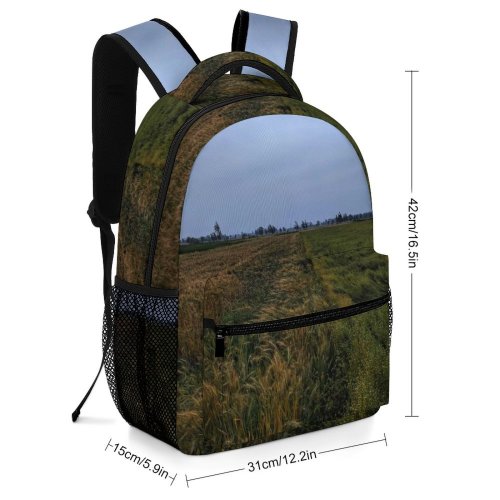 yanfind Children's Backpack Field Grassland Outdoors Countryside Grass Plant Land Grey Rural Paddy Vegetation Sky Preschool Nursery Travel Bag