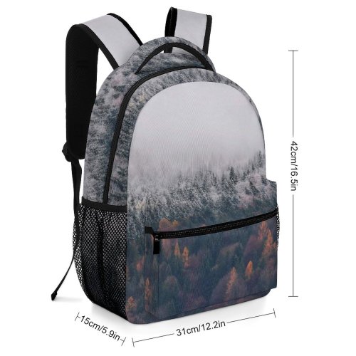 yanfind Children's Backpack Grey Outdoors Fog Abies Fir Plant Tree Ettenhausen Schleching Deutschland Snow Mist Preschool Nursery Travel Bag