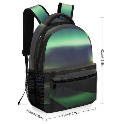 yanfind Children's Backpack Dark Lights Scenery Sunset Landscape Evening Travel Light Borealis Northern Boat Arctic Preschool Nursery Travel Bag