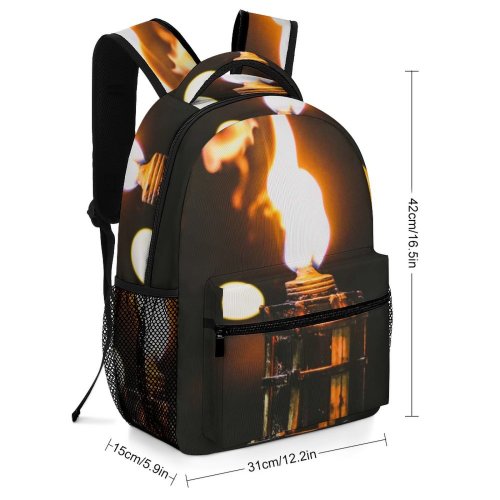 yanfind Children's Backpack Fire Bokeh Dark Torch Outdoors Flame Hot Lights Burning Preschool Nursery Travel Bag
