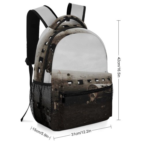 yanfind Children's Backpack Aeroplane Ruined Wreck Airplane Aircraft Empty Plane Field Broken Abandoned Crash Destroyed Preschool Nursery Travel Bag