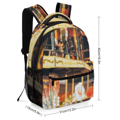 yanfind Children's Backpack Festive Fair Festival Carousel Happy Entertainment Park City Religion Rotation Street Preschool Nursery Travel Bag