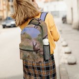 yanfind Children's Backpack Grassland Outdoors Landscape Daylight Deer Bushes Park Grass Horns Wild Daytime Wildlife Preschool Nursery Travel Bag