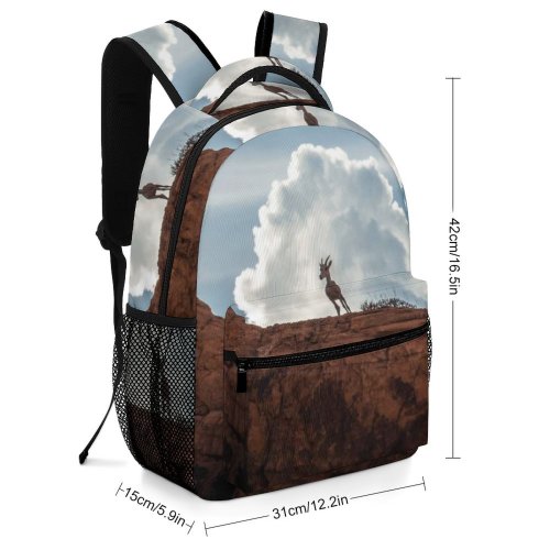 yanfind Children's Backpack Dry Clouds Climbing Sunset Desert Formation Landscape Daylight Goat Travel Canyon Geological Preschool Nursery Travel Bag