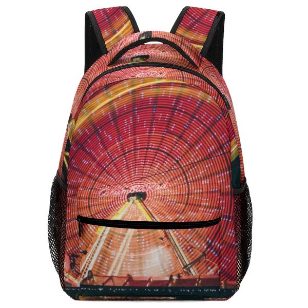 yanfind Children's Backpack  Festival Park Entertainment Time Rides Illuminated Lights Lapse Evening Funfair Wheel Preschool Nursery Travel Bag