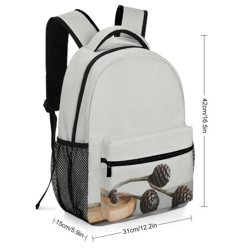 yanfind Children's Backpack Focus Cone Pinecone Pine Light Still Display Grey Cutout Preschool Nursery Travel Bag