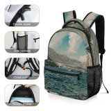 yanfind Children's Backpack Bay Tourism Coast Clouds Port Sunset Landscape Daylight Pier Travel  Island Preschool Nursery Travel Bag