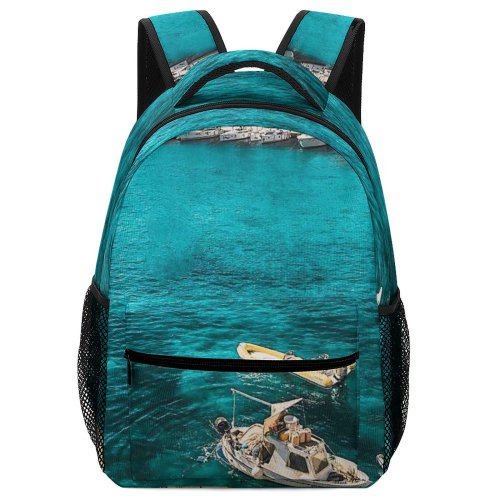 yanfind Children's Backpack Bay Boats Yacht Vacation Port Croatia Daylight Travel Island Beach Watercrafts Houses Preschool Nursery Travel Bag