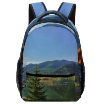 yanfind Children's Backpack Forest Scenery Clouds Tent Grass Landscape Daylight Mountains Daytime Sight Lakeside Outdoors Preschool Nursery Travel Bag