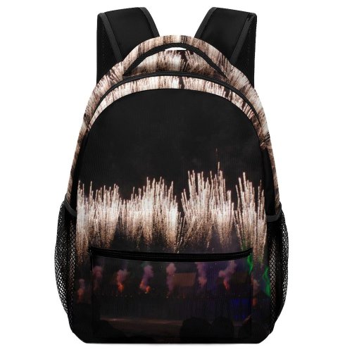 yanfind Children's Backpack Fireworks Fire Display Night Light Explosion Fountain Event Fte Darkness Midnight Recreation Preschool Nursery Travel Bag