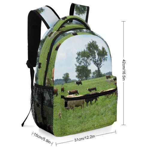 yanfind Children's Backpack Cow Cattle Grassland Field Outdoors Countryside Farm Rural Pasture Ranch Meadow Sheep Preschool Nursery Travel Bag