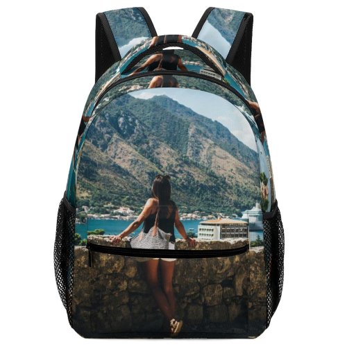 yanfind Children's Backpack Bay Girl Coast Posing Rocky Skin Hands Sexy Fashionable Landscape Photoshoot Daylight Preschool Nursery Travel Bag