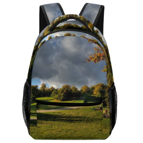 yanfind Children's Backpack Autumn Forrest Wood Trees Bushes Hills HDR Natural Landscape Sky Tree Sport Preschool Nursery Travel Bag
