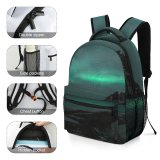 yanfind Children's Backpack Dark Lights Scenery Landscape Evening Light Borealis Northern Outdoor Outdoors Preschool Nursery Travel Bag